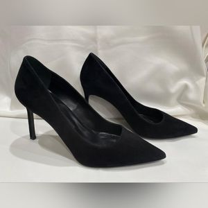 Via spiga Nikole suede pumps heels black pointed toe 10 M